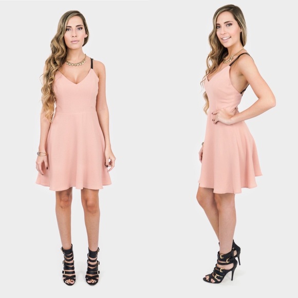 Pink Taupe Flared Mini Dress - Picture 1 of 5